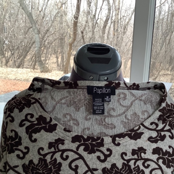 Papillon jersey knit 3/4 sleeve, multi coloured print dress size M - Picture 6 of 7